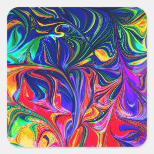 Adesivo Quadrado Rainbow Swirl Trippy Glow Stick