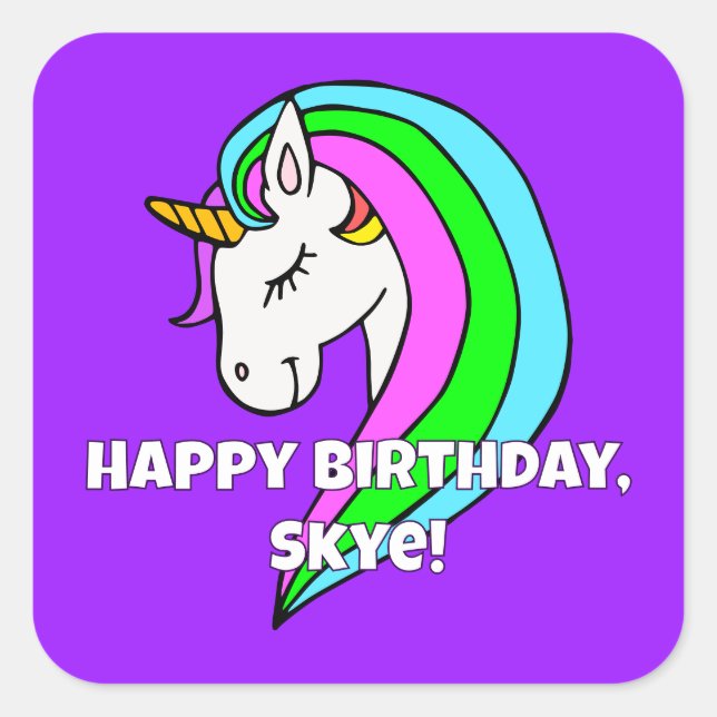 Adesivo Quadrado Rainbow Unicorn (Frente)