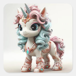 Adesivo Quadrado Rainbow unicorn