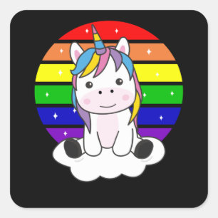Adesivo Quadrado Rainbow Unicorn Cute Unicorn Cute Para Crianças