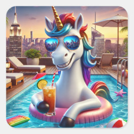 Adesivo Quadrado Rainbow Unicorn Sticker