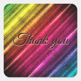Adesivo Quadrado Rainbow Wedalize Personalizar Obrigado Favor Squar