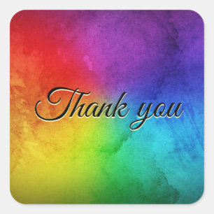 Adesivo Quadrado Rainbow Wedalize Personalize Obrigado A Favor