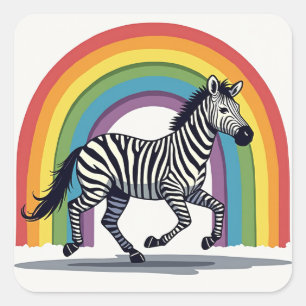 Adesivo Quadrado Rainbow Zebra Sticker