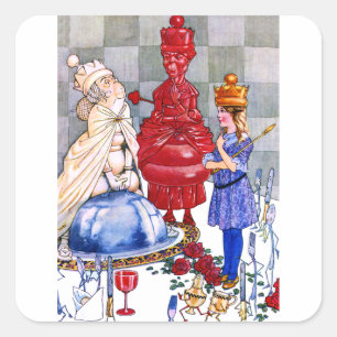 Adesivo Quadrado Rainha Alice, a rainha vermelha e rainha branca