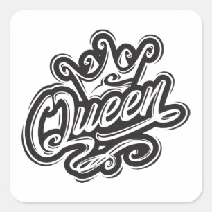 Adesivo Quadrado Rainha com coroa, Design de tipografia