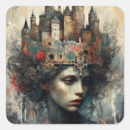 Adesivo Quadrado Rainha de Leite com Castelo na Cabeça