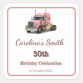 Adesivo Quadrado Rainha do Caminhão de Aniversário