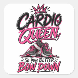 Adesivo Quadrado Rainha do Cardio se Curve Treino Feminino
