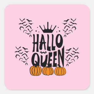 Adesivo Quadrado Rainha do Halloween, Halloqueen, Arte do Halloween