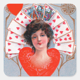 Adesivo Quadrado RAINHA dos CORAÇÕES, dia dos namorados