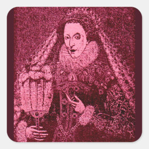 Adesivo Quadrado Rainha Elizabeth I a rosa