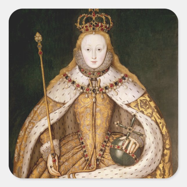 Adesivo Quadrado Rainha Elizabeth I em Robes de coroação (Frente)