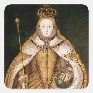 Adesivo Quadrado Rainha Elizabeth mim em vestes da coroação