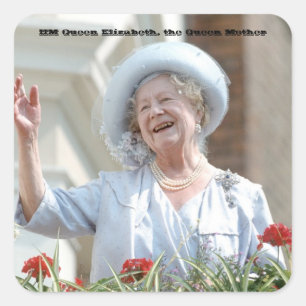 Adesivo Quadrado Rainha Elizabeth, Rainha Mãe 1990