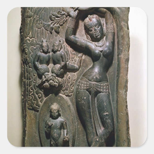 Adesivo Quadrado Rainha Maya dando à luz o futuro Buda (Frente)