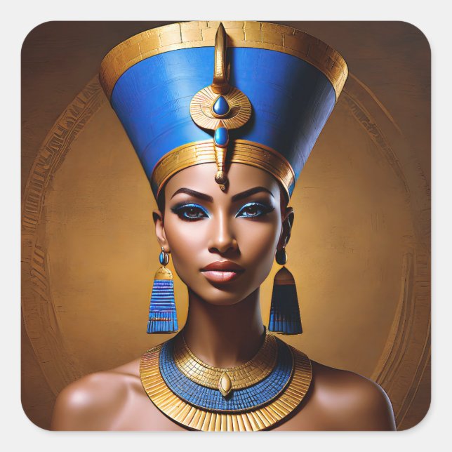 Adesivo Quadrado "Rainha Nefertiti" Linda Rainha Africana (Frente)