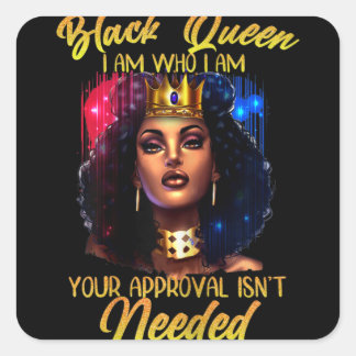 Adesivo Quadrado Rainha Negra Lady Curly Natural Afro-Americana