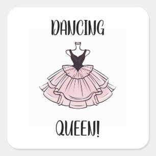 Adesivo Quadrado Rainha Rosa Dançante e Balé Negra Dança Vestida