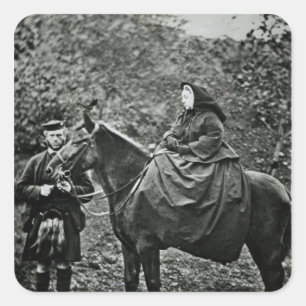 Adesivo Quadrado Rainha Victoria a cavalo no Balmoral, 1863