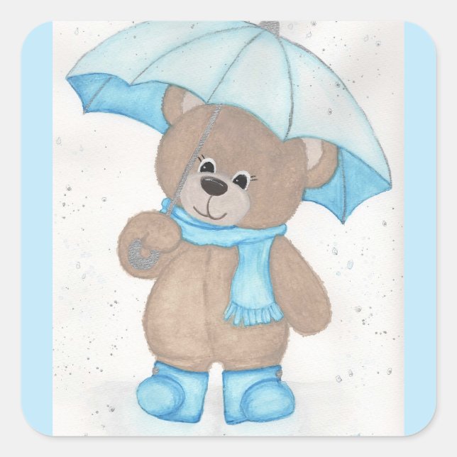 Adesivo Quadrado Rainy Daze Teddy Bear (Frente)