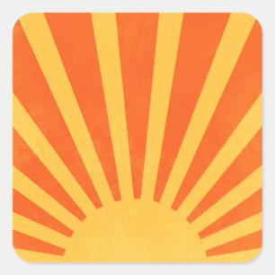 Adesivo Quadrado Raios de Sol Amarelo Laranja Minimalista