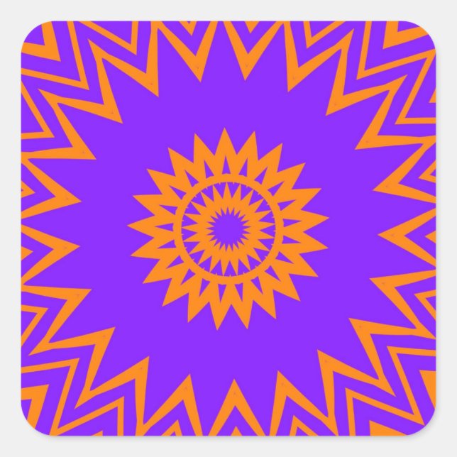 Adesivo Quadrado Raios de Sol Púrpura e Laranja (Frente)