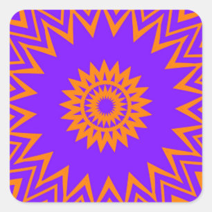 Adesivo Quadrado Raios de Sol Roxo e Laranja