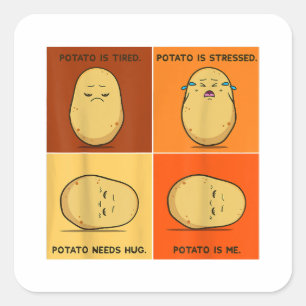 Adesivo Quadrado Raiz de Batata de Raiz Vegetal Tater Vegan Lover K