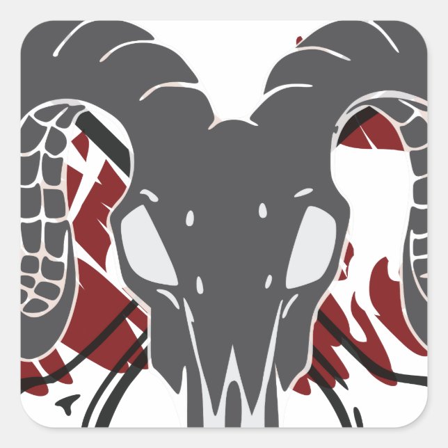 Adesivo Quadrado Ram skull art v1 (Frente)