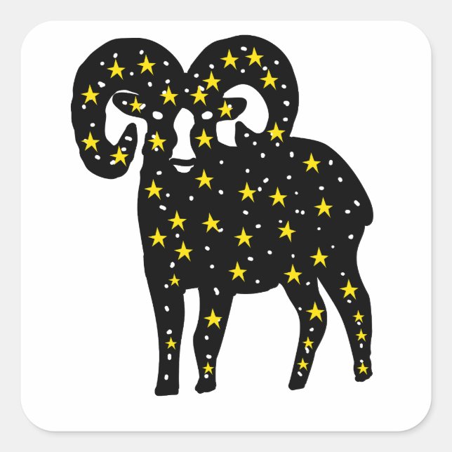 Adesivo Quadrado Ram Space Stars Silhouette (Frente)