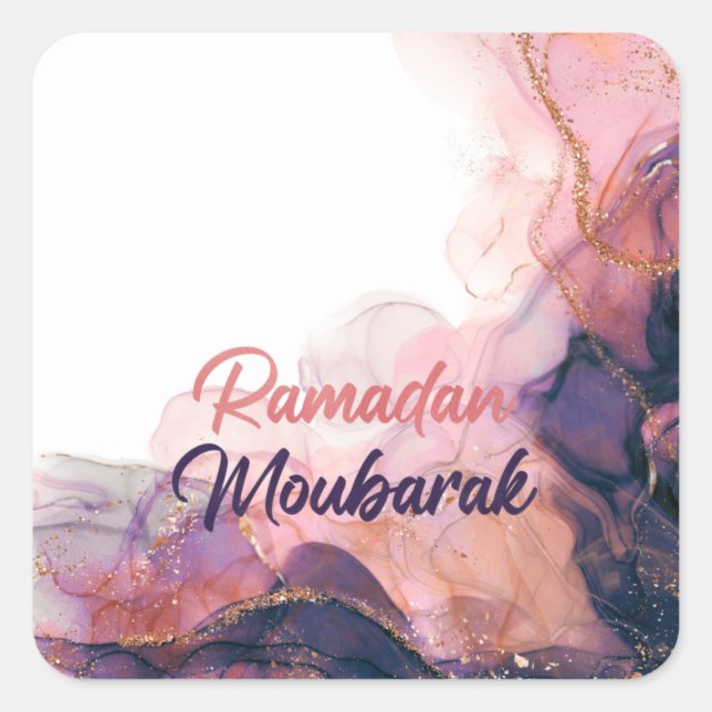 Adesivo Quadrado Ramadan mubarak, presentes islâmicos clássicos (Frente)