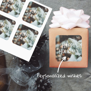 Adesivo Quadrado Ramal de abeto natalino e luzes de inverno