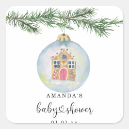 Adesivo Quadrado Ramal de inverno com chá de fraldas de brinquedo