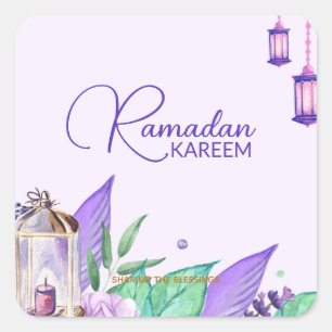 Adesivo Quadrado Ramazan   Ramadan Kareem Aquarela