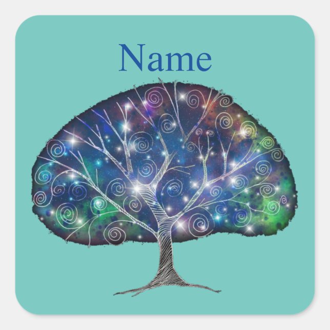 Adesivo Quadrado Ramificação suave Troço da árvore (Frente)