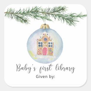 Adesivo Quadrado Ramo de inverno com brinquedo - Primeira bibliotec
