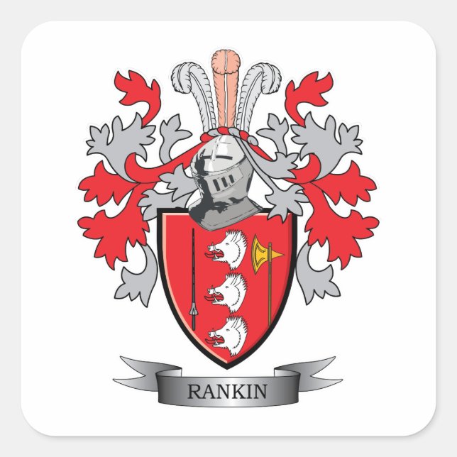 Adesivo Quadrado Rankin Family Crest Casaco de Armas (Frente)