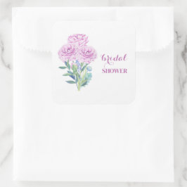 Adesivo Quadrado Ranunculus & Anêmonas Festa de Noivado Personalizá