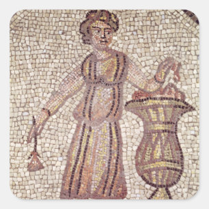 Adesivo Quadrado Rapariga com flores