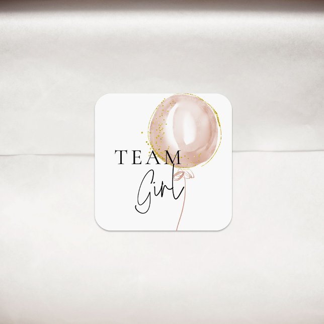 Adesivo Quadrado Rapariga da Equipe de Revelação de Gênero do Balão (Criador carregado)