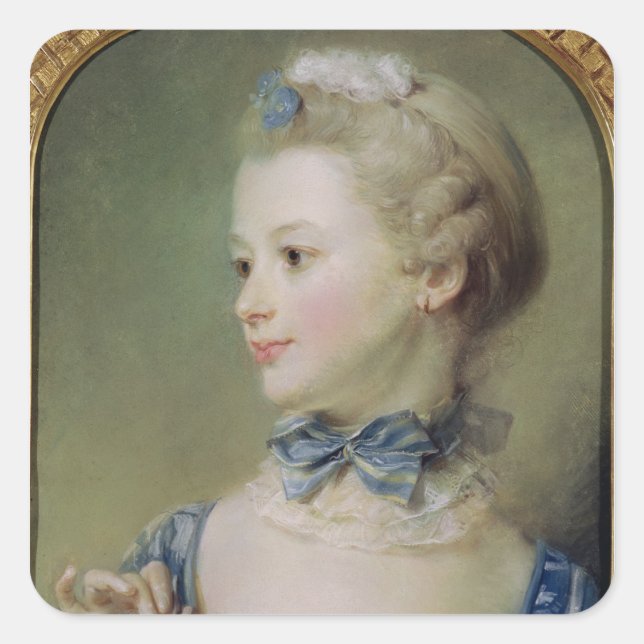 Adesivo Quadrado Rapariga jovem com gato (Frente)