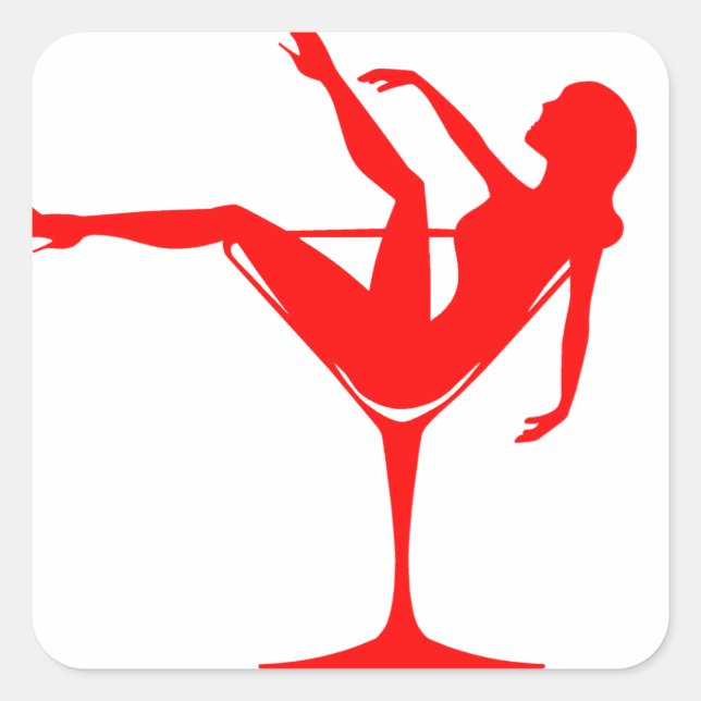 Adesivo Quadrado Rapariga num Copo (Frente)