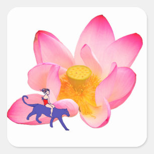 Adesivo Quadrado Rapariga, Puma e Lotus