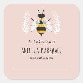 Adesivo Quadrado Rapariga Rústica Bebê Bebê Pasta de Livros Persona