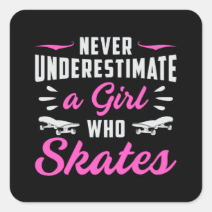 Adesivo Quadrado Raparigas de skate Sk8 Skating Skateboard Idea