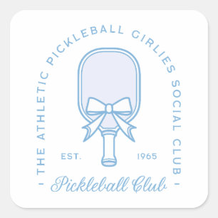Adesivo Quadrado Raparigas estéticas azuis do clube de picleball qu