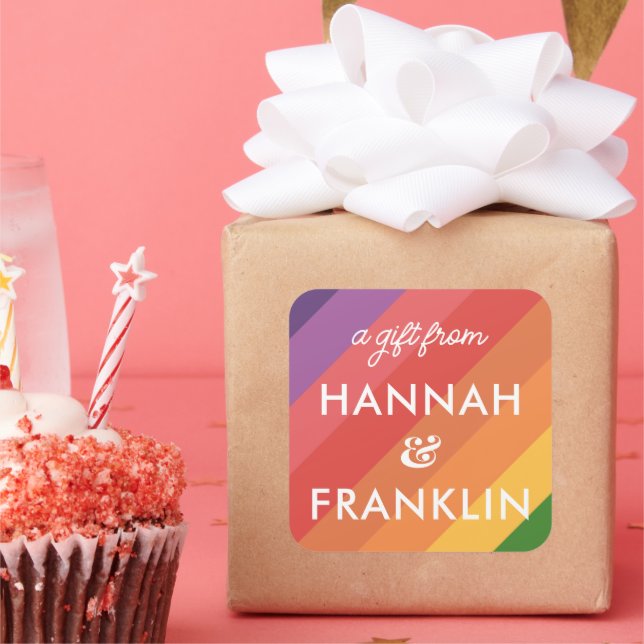 Adesivo Quadrado Raparigas Rainbow Birthday Gift Stickers (Festa)