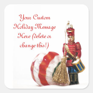 Adesivo Quadrado Rapaz do Baterista e Bola de Natal