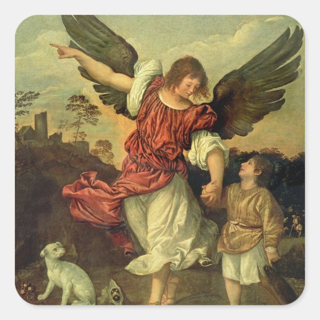 Adesivo Quadrado Raphael e Tobias, 1507-8 (petróleo no painel) (Frente)